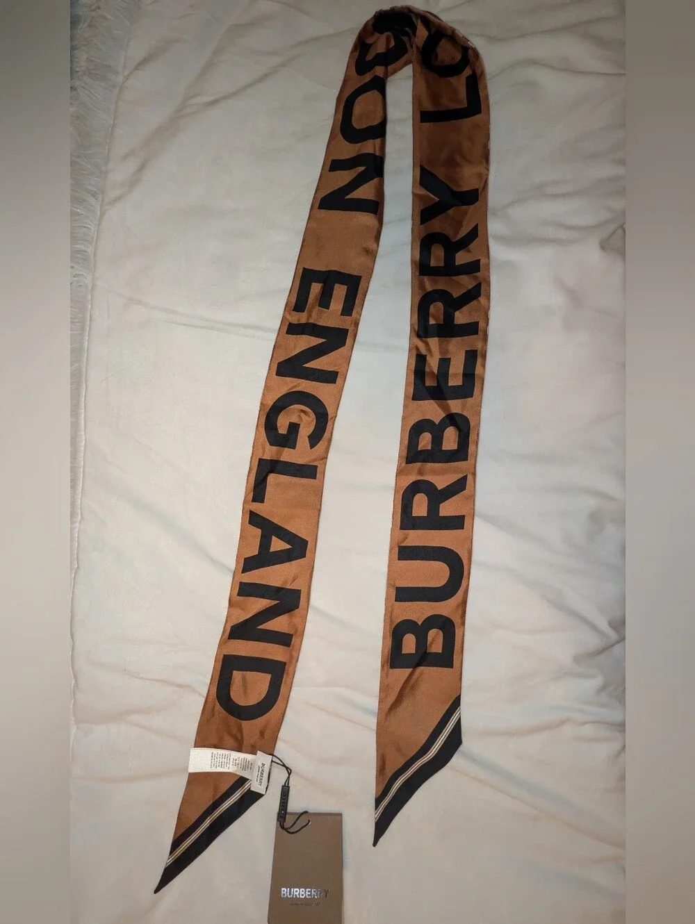 Burberry Vintage Check Mulberry Silk Skinny Scarf